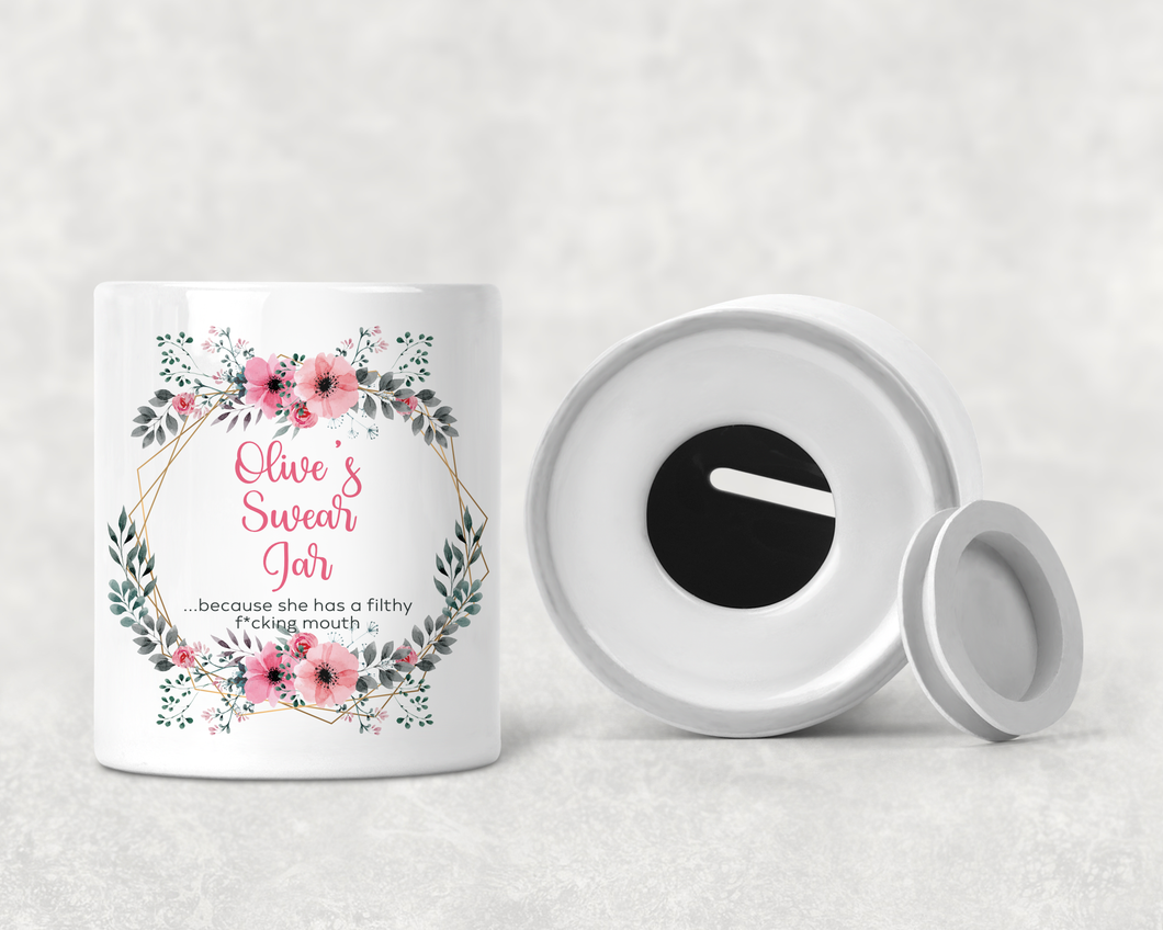 Personalised Floral  Swear Jar