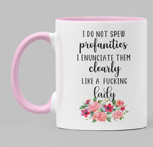 Load image into Gallery viewer, Swear Mug Custom Quirky Funny Irish Mugs I do not spew profanities swearmug.com
